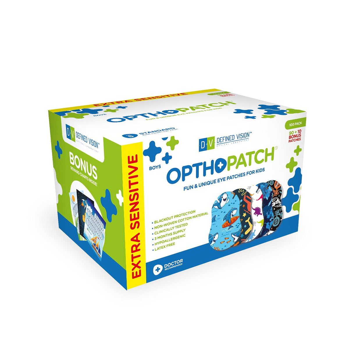 Opthopatch Series II boys eye patch on face for comfortable occlusion therapy