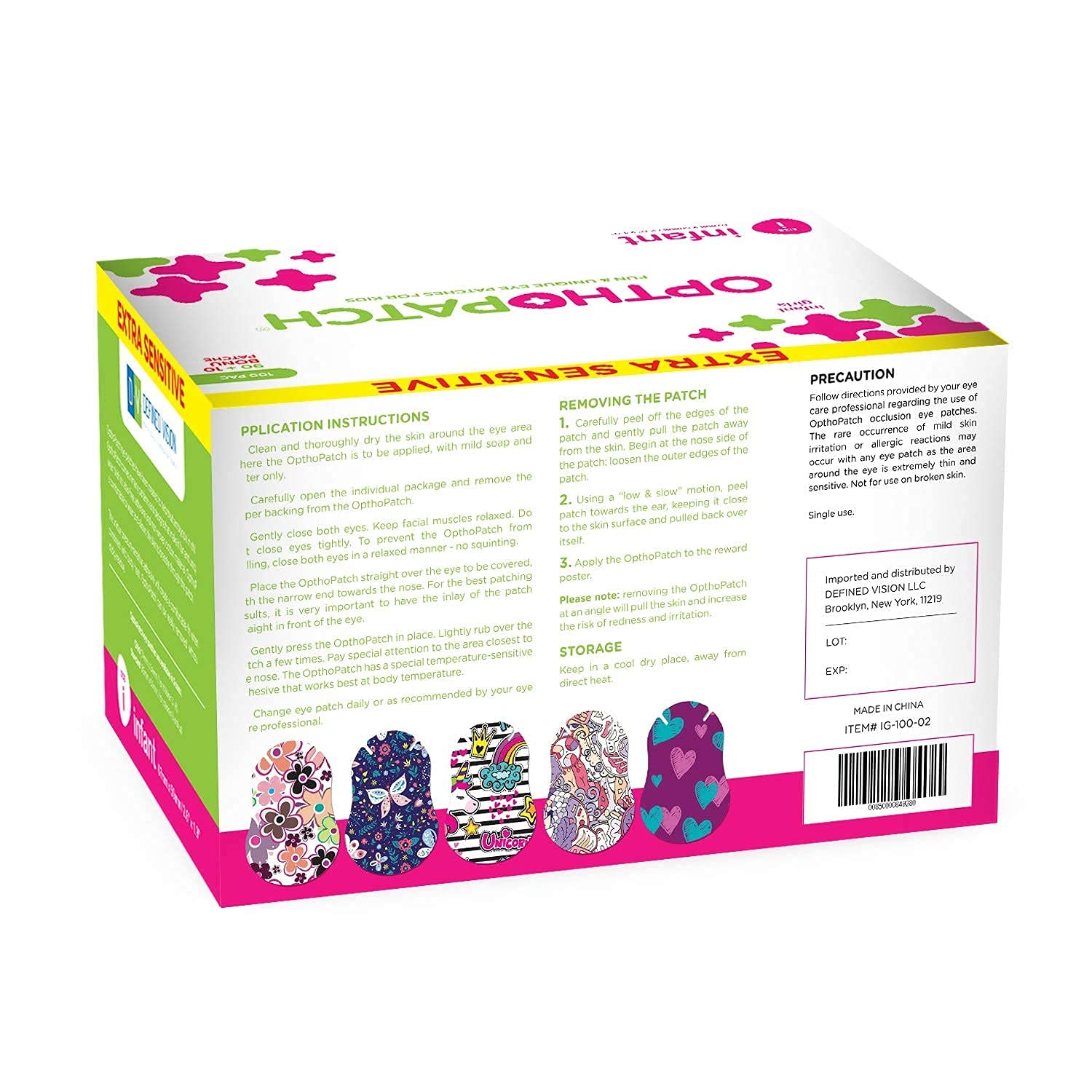Opthopatch Series II packaging highlights 100-count supply and usability.