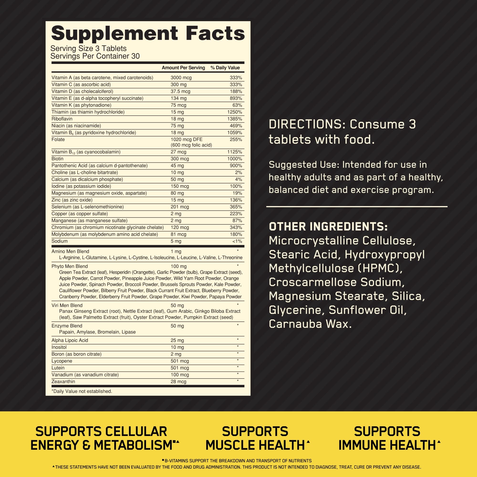 Optimum Nutrition Opti-Men capsules arranged in bottle for convenient daily wellness.