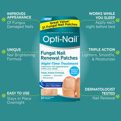 Opti-Nail patch on a nail before bed demonstrates discreet wear and ease.