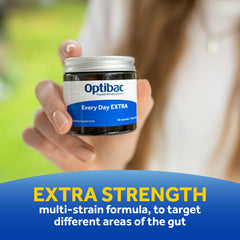 Vegan label on OptiBac packaging emphasizing dairy-free probiotic supplement.