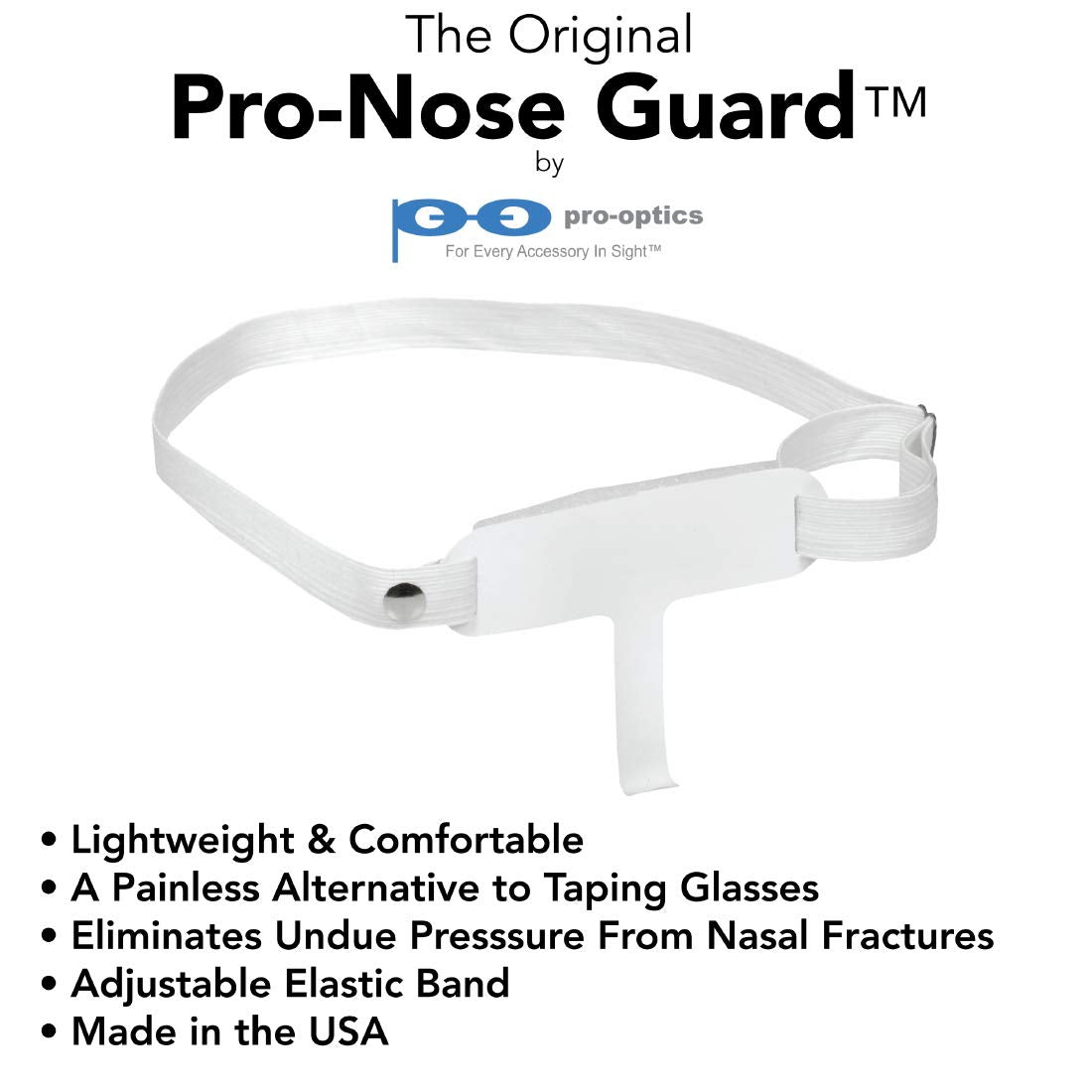 Optic Shop Pro Nose Guard's lightweight plastic hook suspends glasses above the bridge for stability.