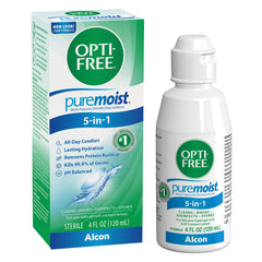 Opti-Free Puremoist, botella de solución, vertido sin goteo para limpieza diaria de lentes