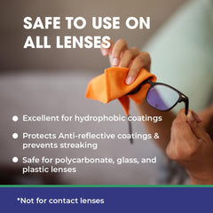 Using Optigear AR Kleen on lenses and screens for safe cleaning.
