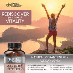 Optimal Carnivore desiccated liver capsules bottle on display for easy daily use.