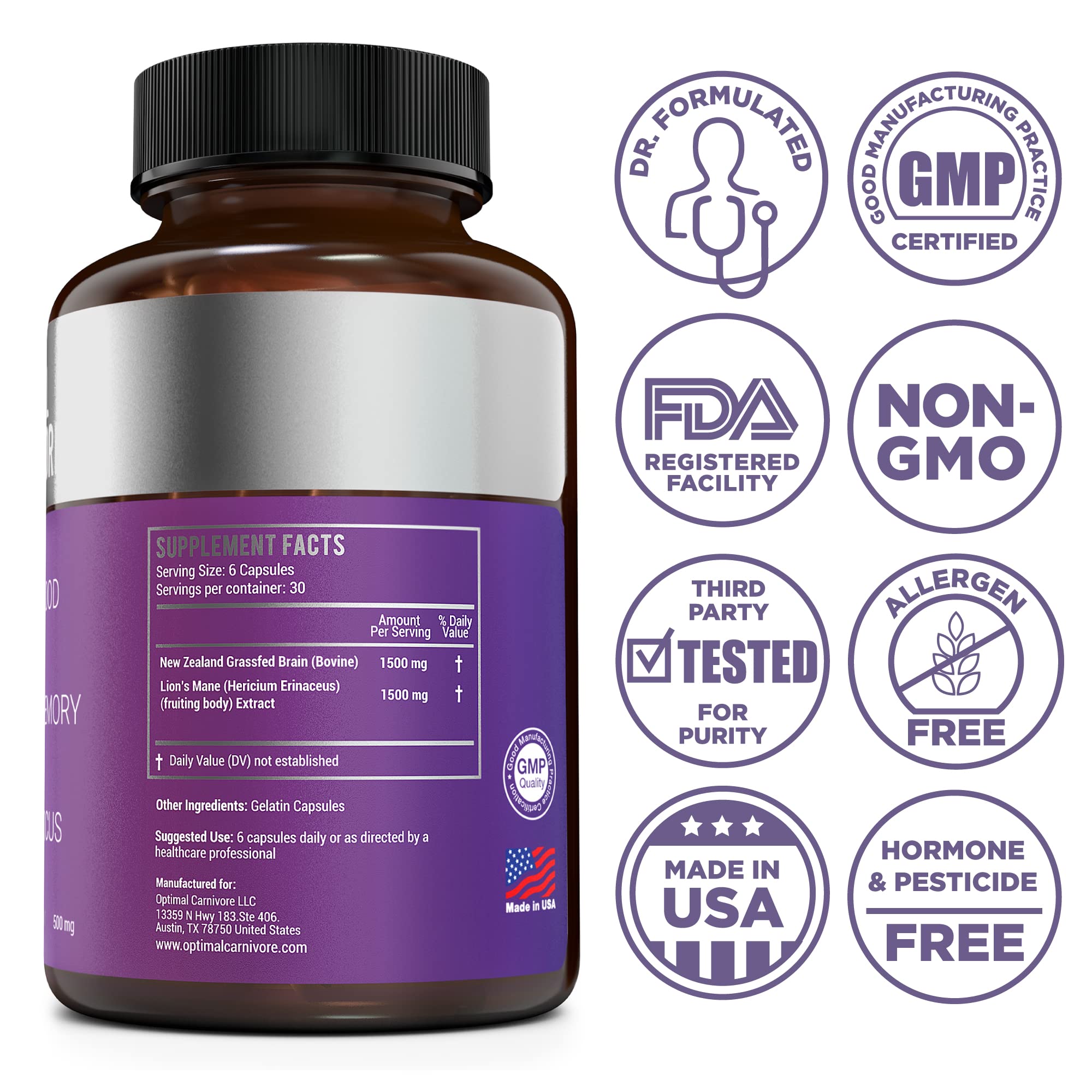 Optimal Carnivore Lions Mane mushroom powder for concentration and brain health