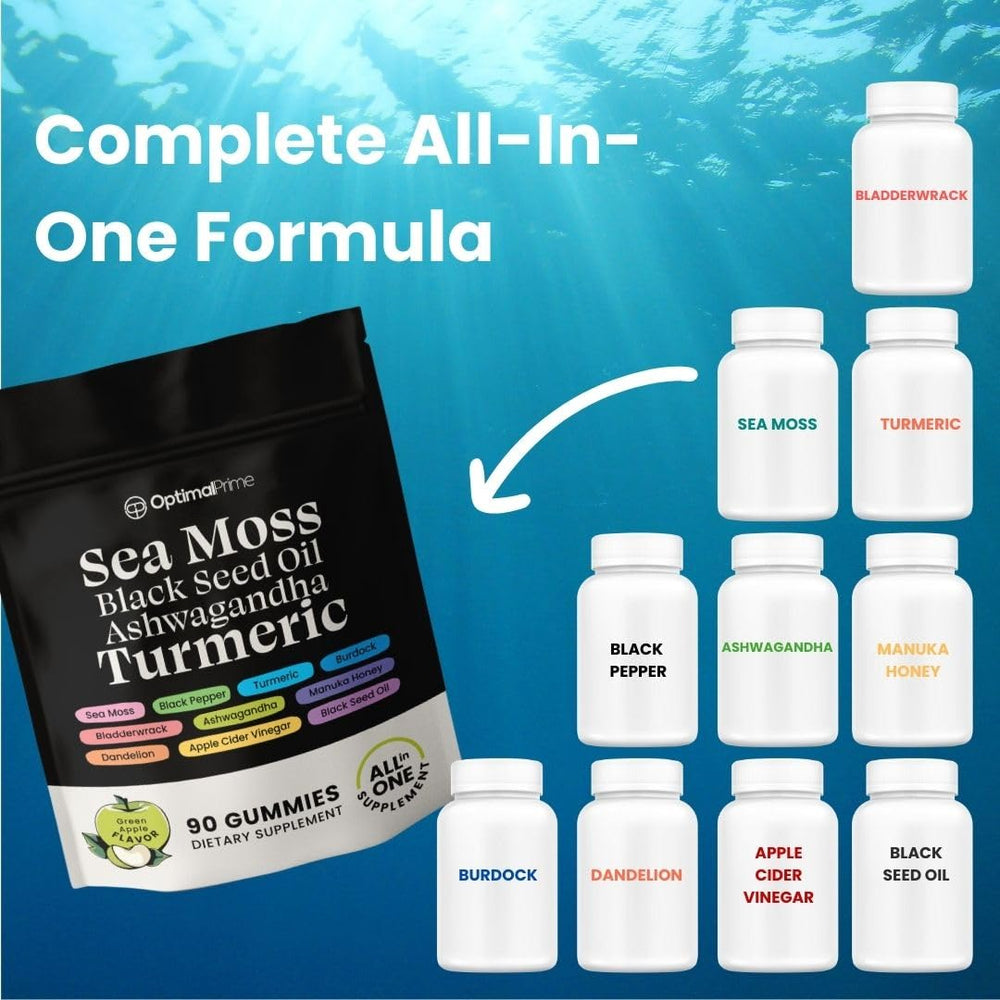 Optimal Prime Sea Moss Gummies daily routine aid for antioxidant support.