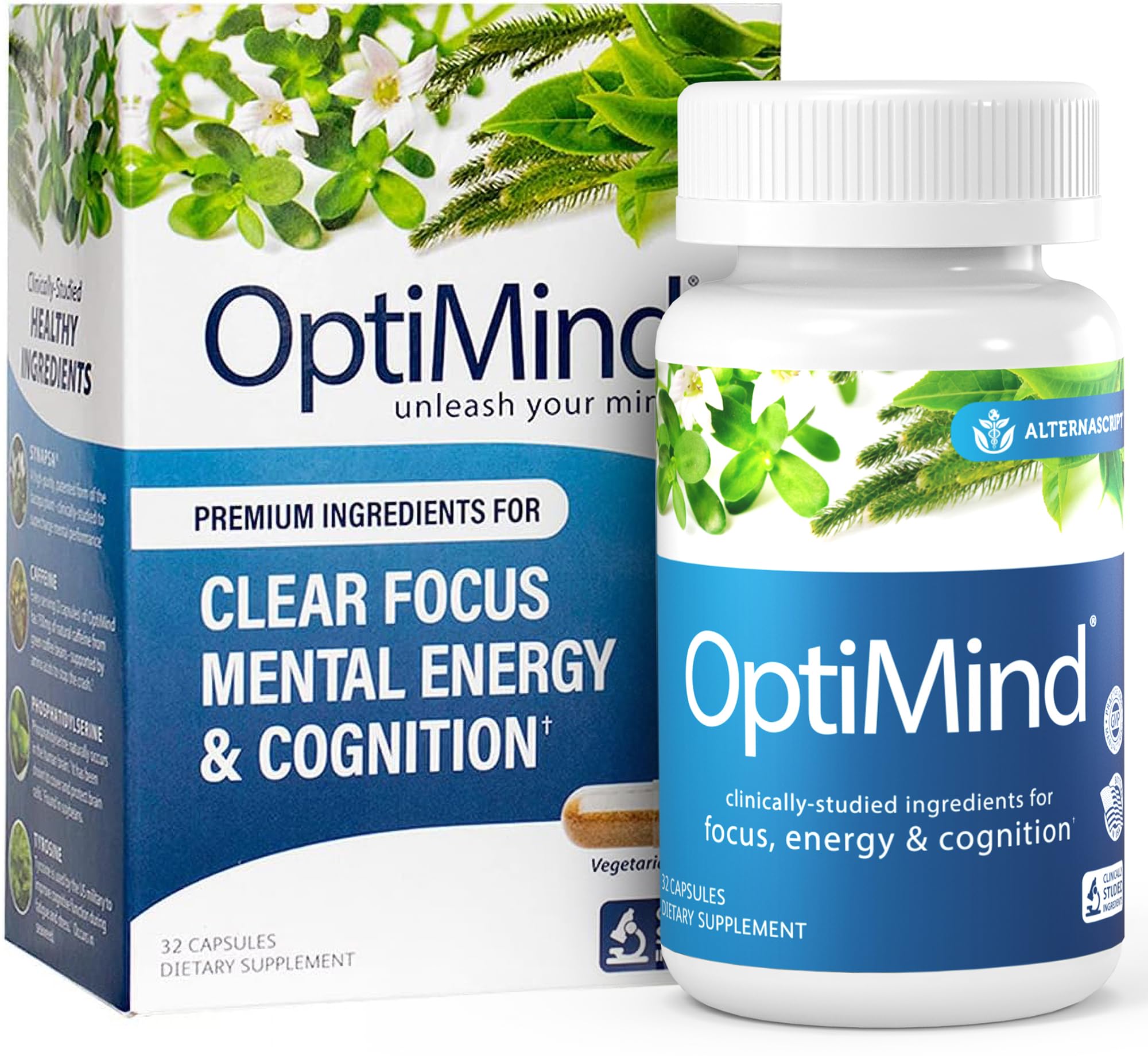 Optimind bottle on desk promotes study focus.