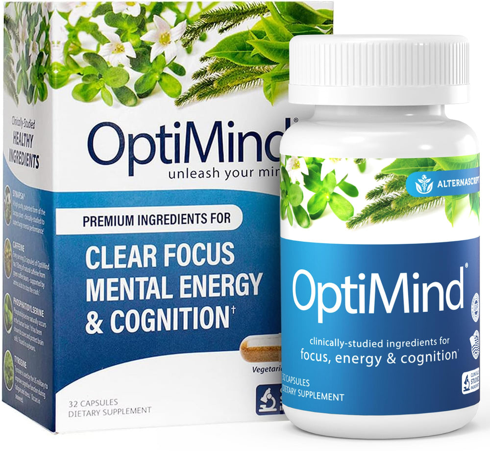 Optimind bottle on desk promotes study focus.