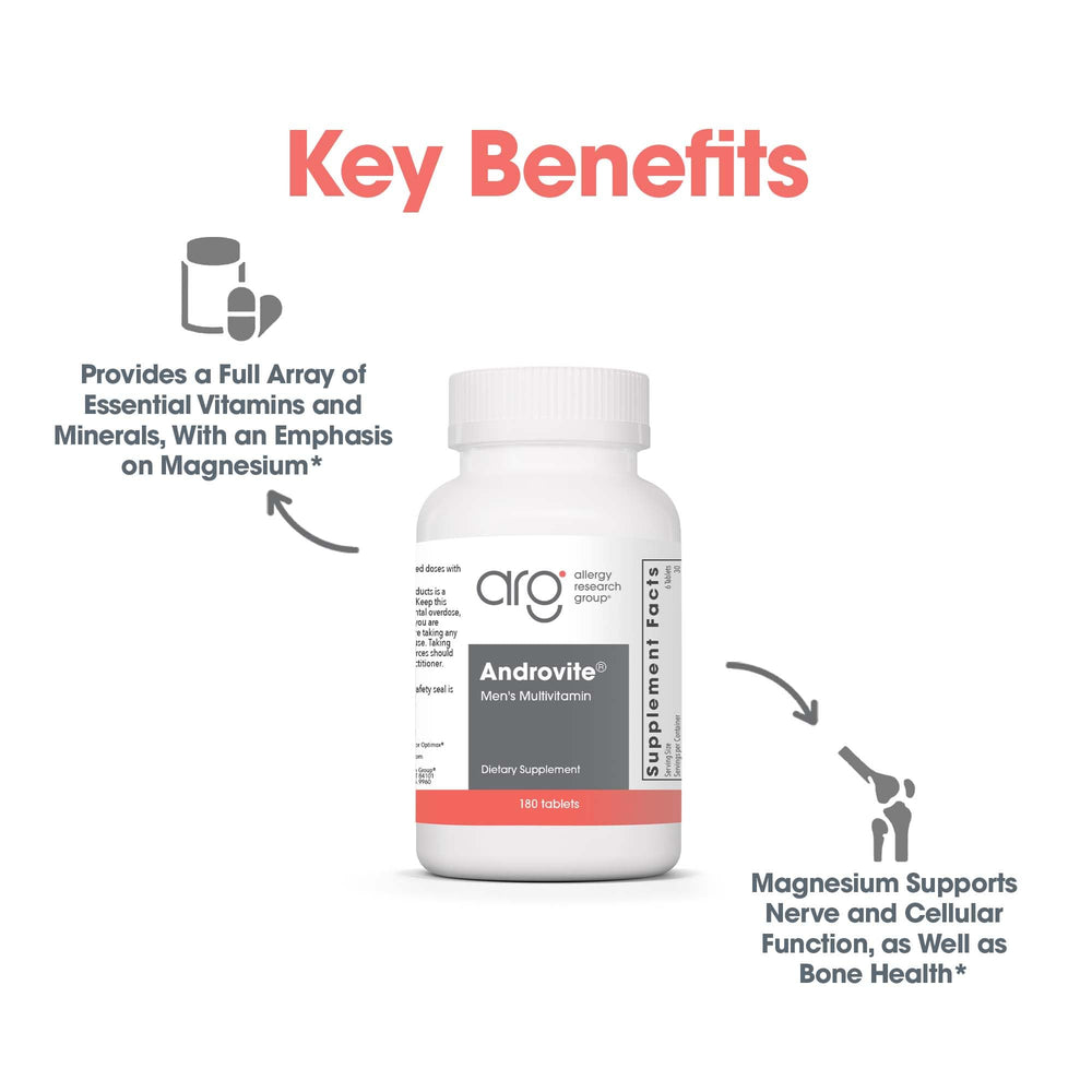 Optimox Androvite for Men label detail emphasizing calcium-free formulation for targeted use.