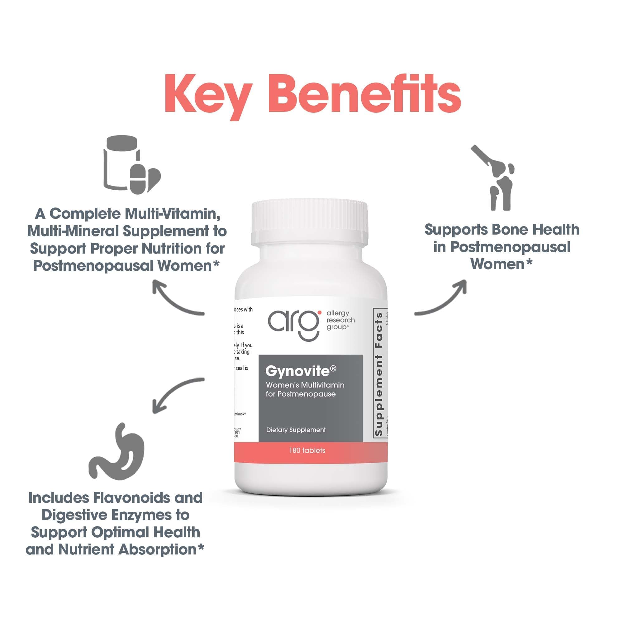 Optimox Gynovite nutrition facts panel showing iron, magnesium, and vitamin C