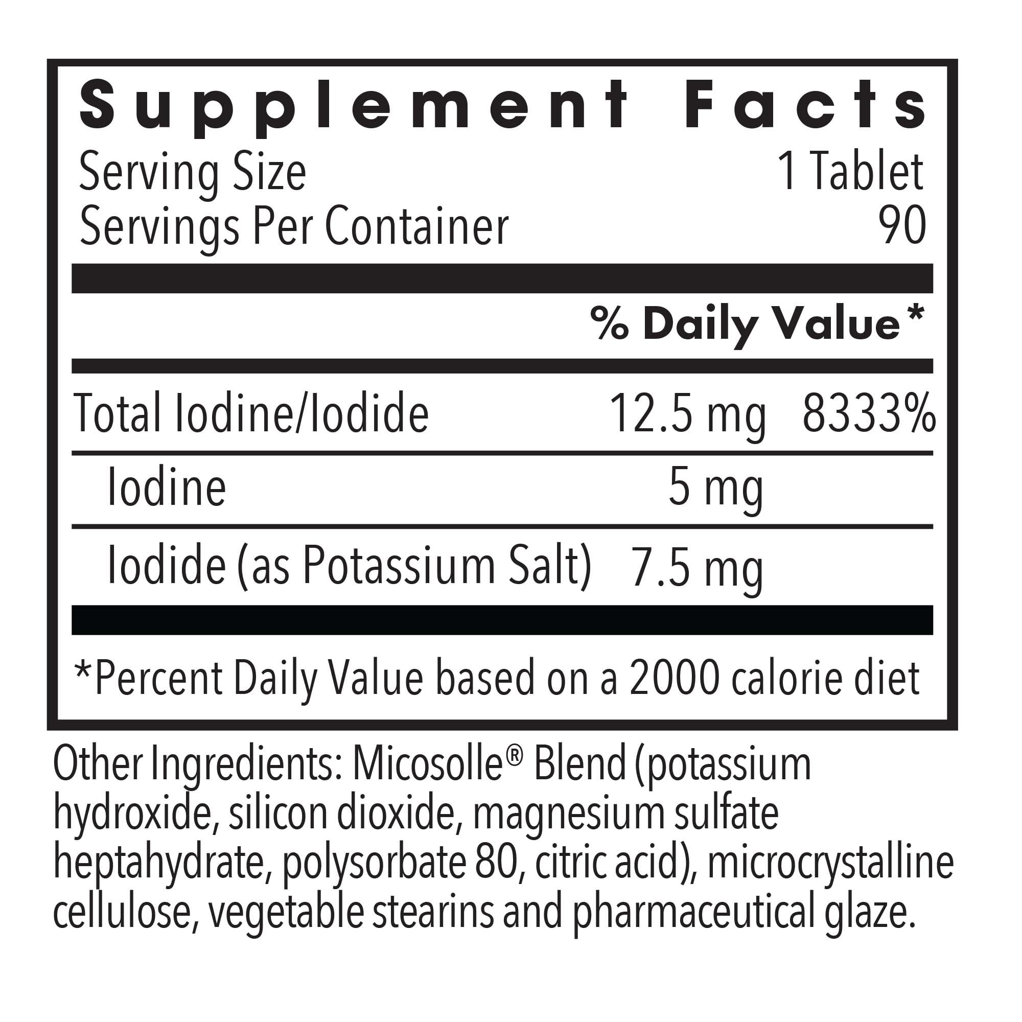 Label detail of Optimox Iodoral 12.5 mg, emphasizing purity and allergen-free claims.