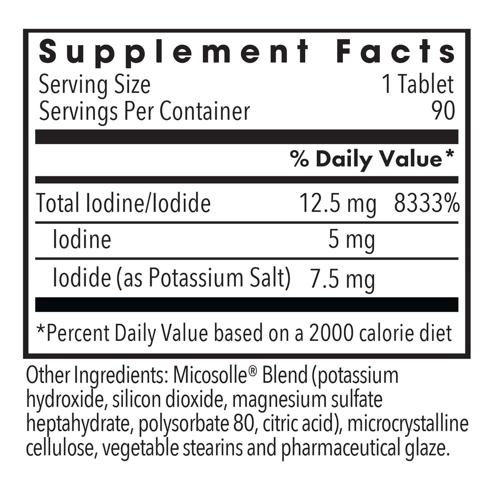 Label detail of Optimox Iodoral 12.5 mg, emphasizing purity and allergen-free claims.