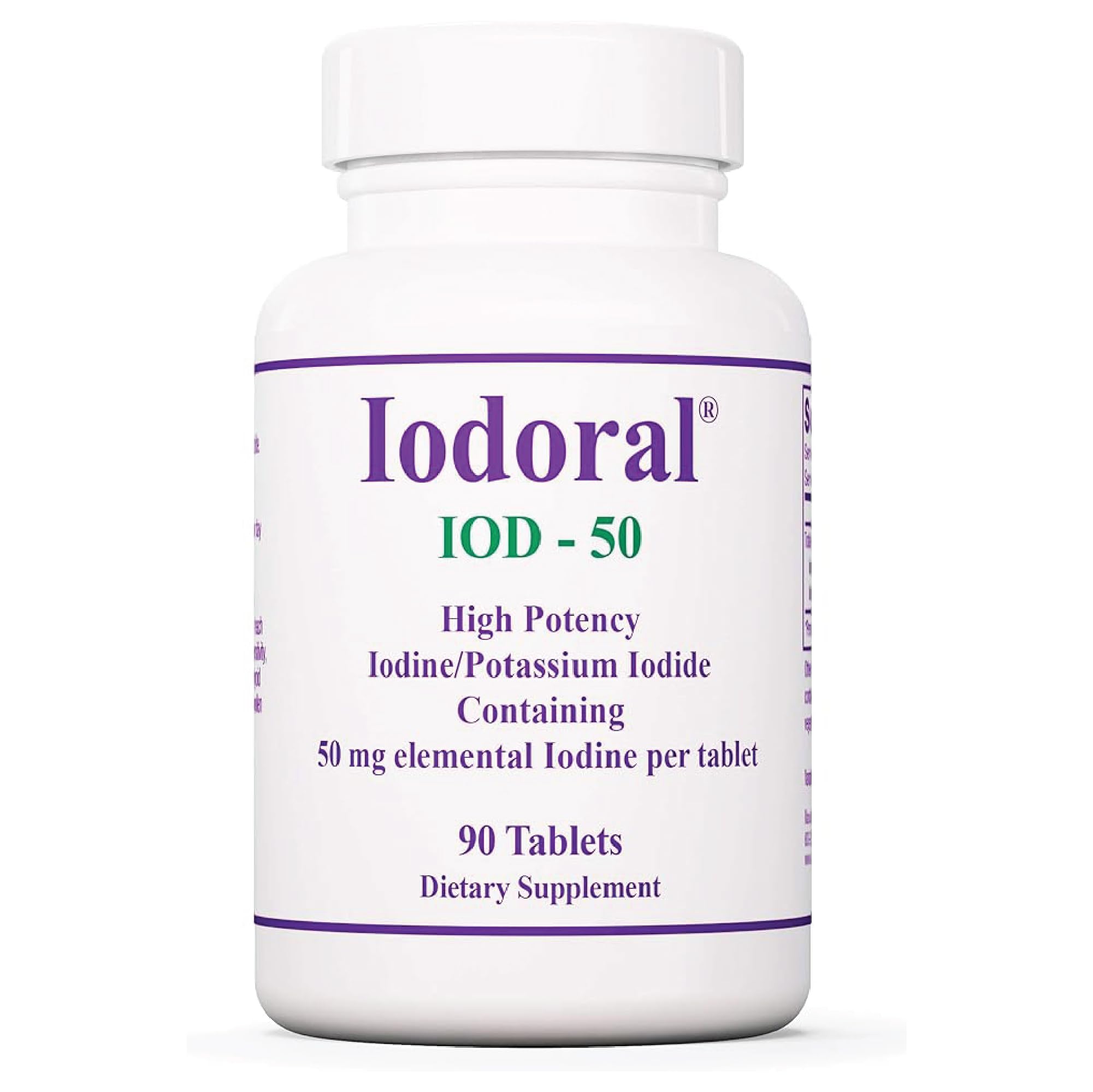 Optimox Iodoral 50 mg bottle highlights high-potency iodine for daily thyroid support.