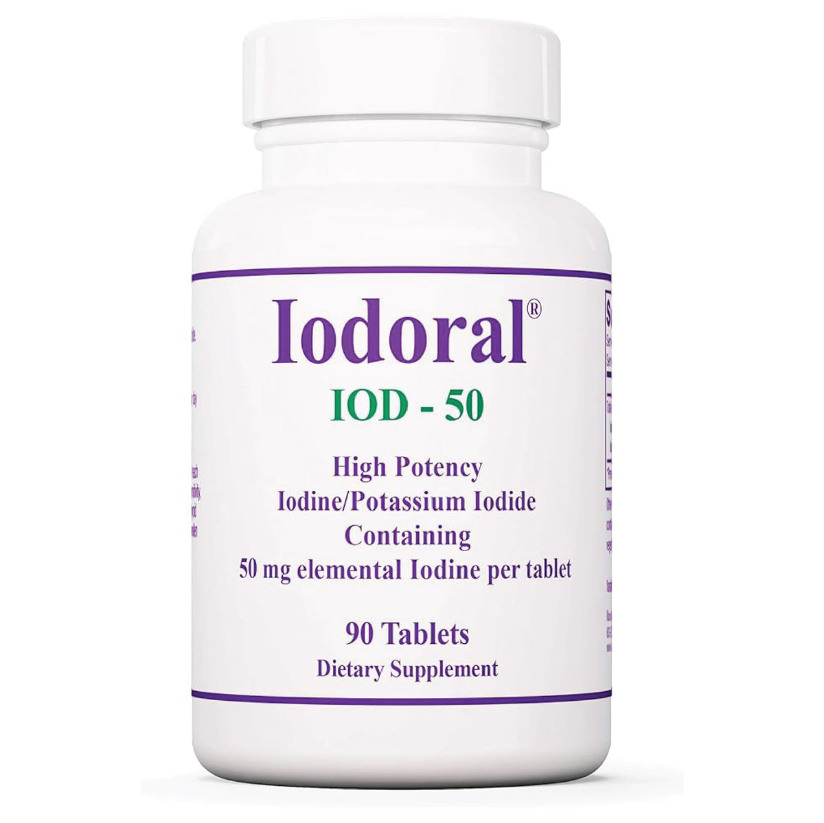Optimox Iodoral 50 mg bottle highlights high-potency iodine for daily thyroid support.