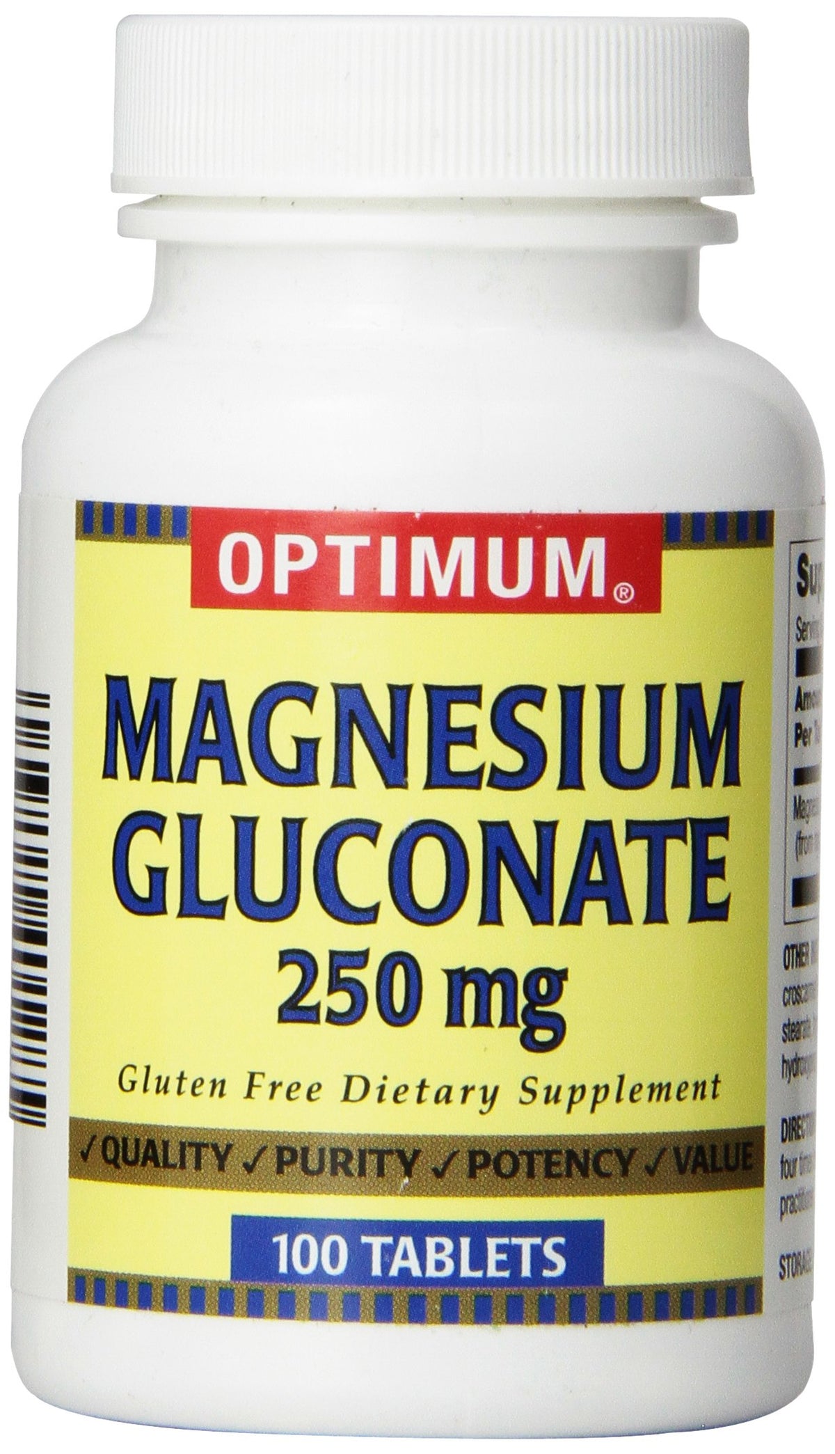 Optimum Magnesium Gluconate Tablets bottle front for daily wellness support