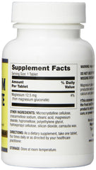Optimum Magnesium Gluconate Tablets bottle label details for calcium and potassium absorption