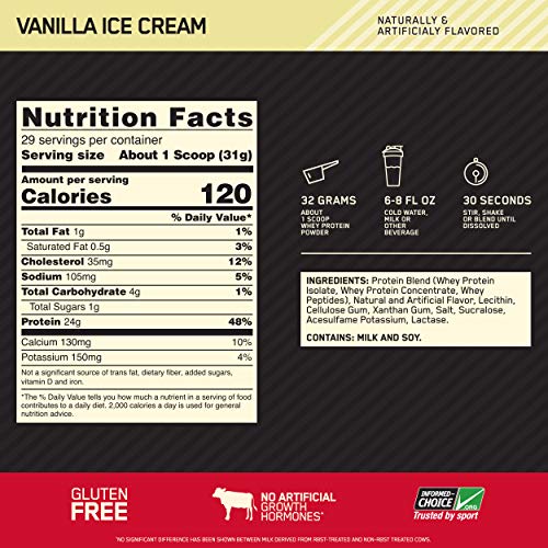 Optimum Nutrition 2 lb container on display for versatile protein option.