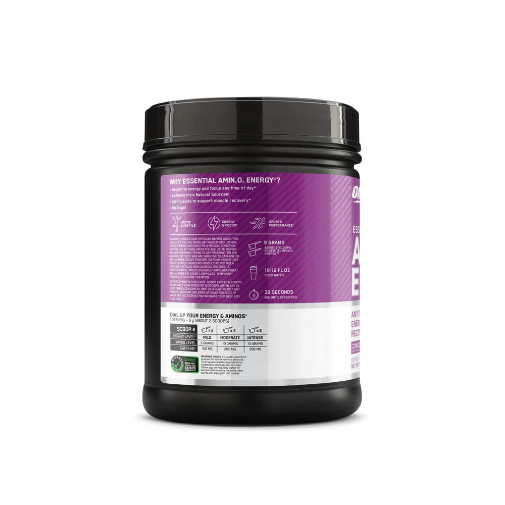 Optimum Nutrition Amino Energy Concord grape flavor ready in a shake