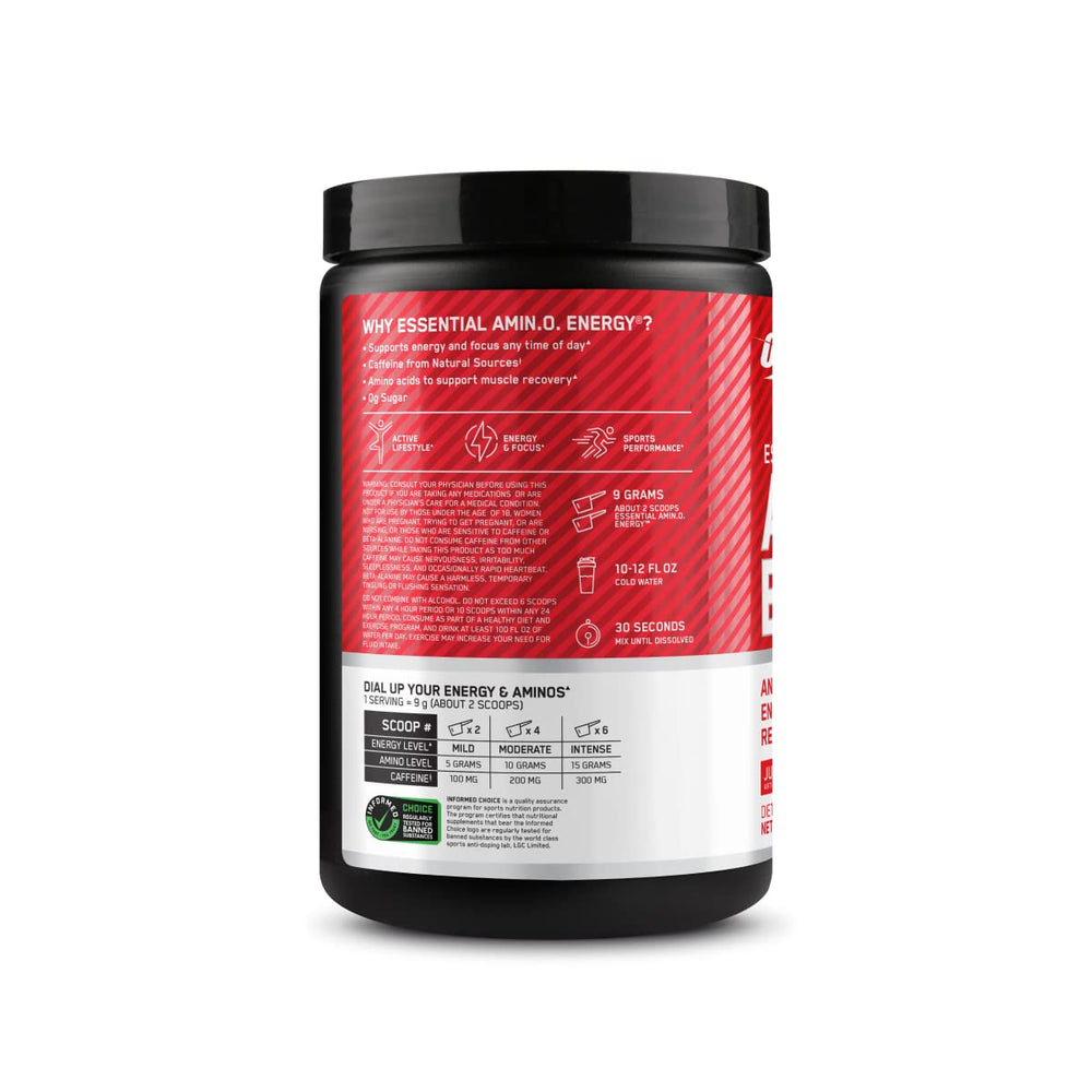 Optimum Nutrition Amino Energy flavor collection visual showing options.