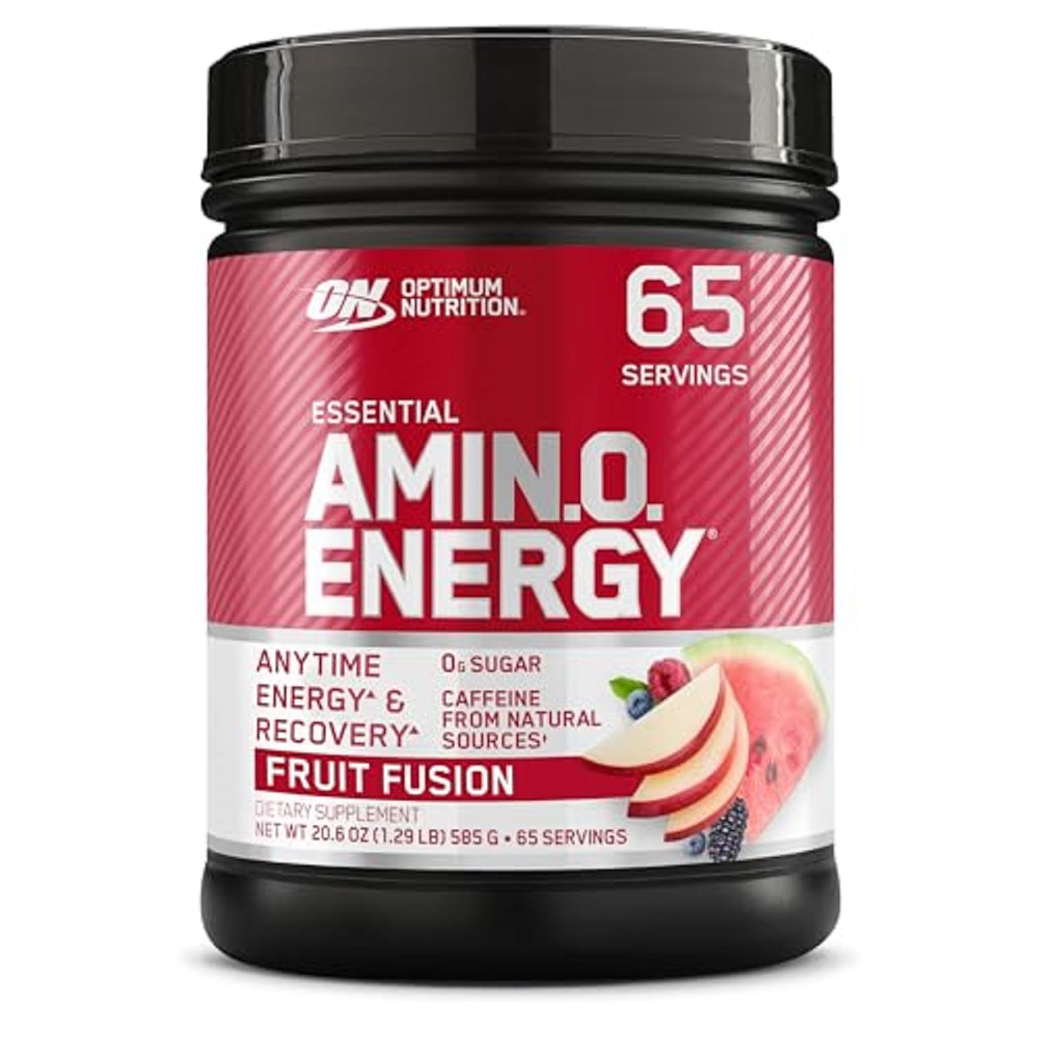 Optimum Nutrition Amino Energy Fruit Fusion packaging for quick energy and amino support.