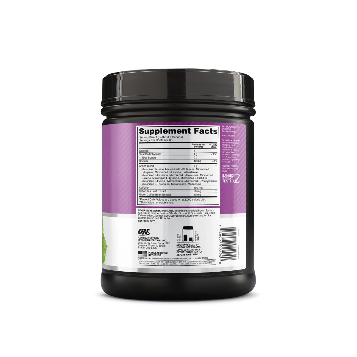 Optimum Nutrition Amino Energy green coffee extract contributes clean energy