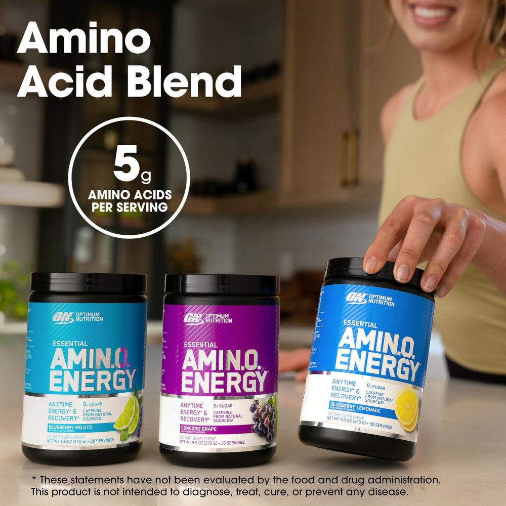 Optimum Nutrition Amino Energy green tea caffeine boost aids alertness.
