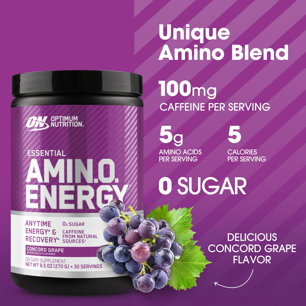Optimum Nutrition Amino Energy ingredients panel with amino acids and BCAA blend