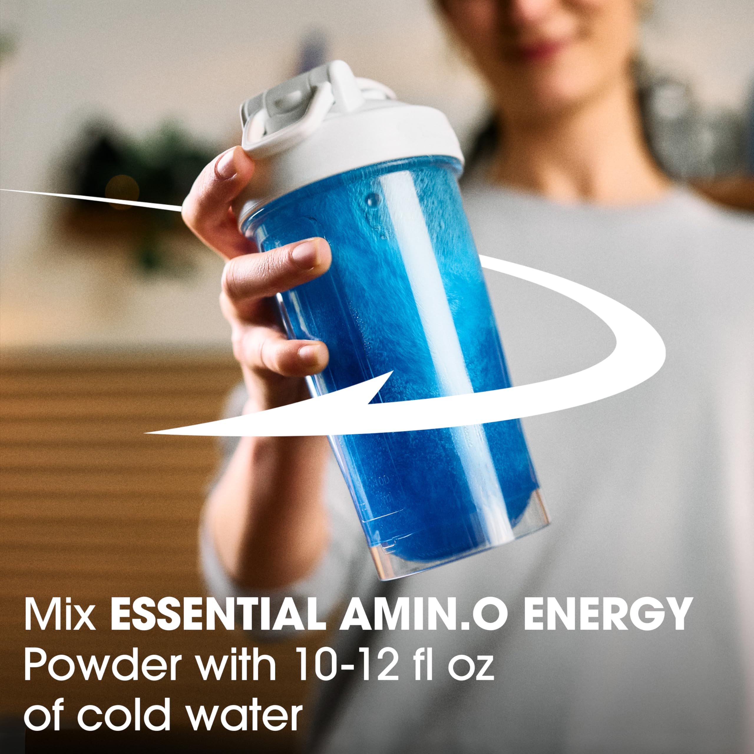 Close-up of Optimum Nutrition Amino Energy label highlighting caffeine content