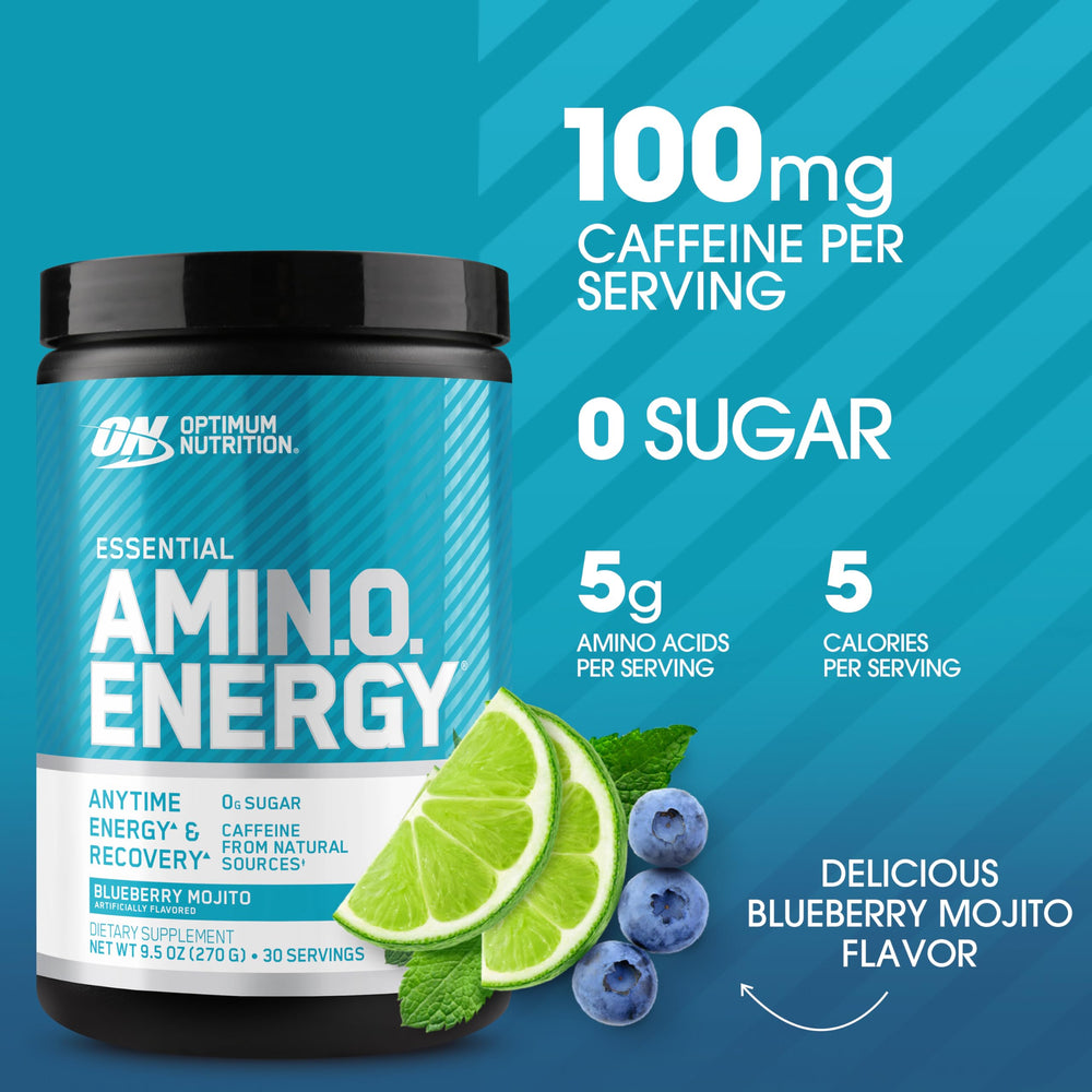 Optimum Nutrition Amino Energy measuring-scoop; supports precise dosing for pre-workout use.
