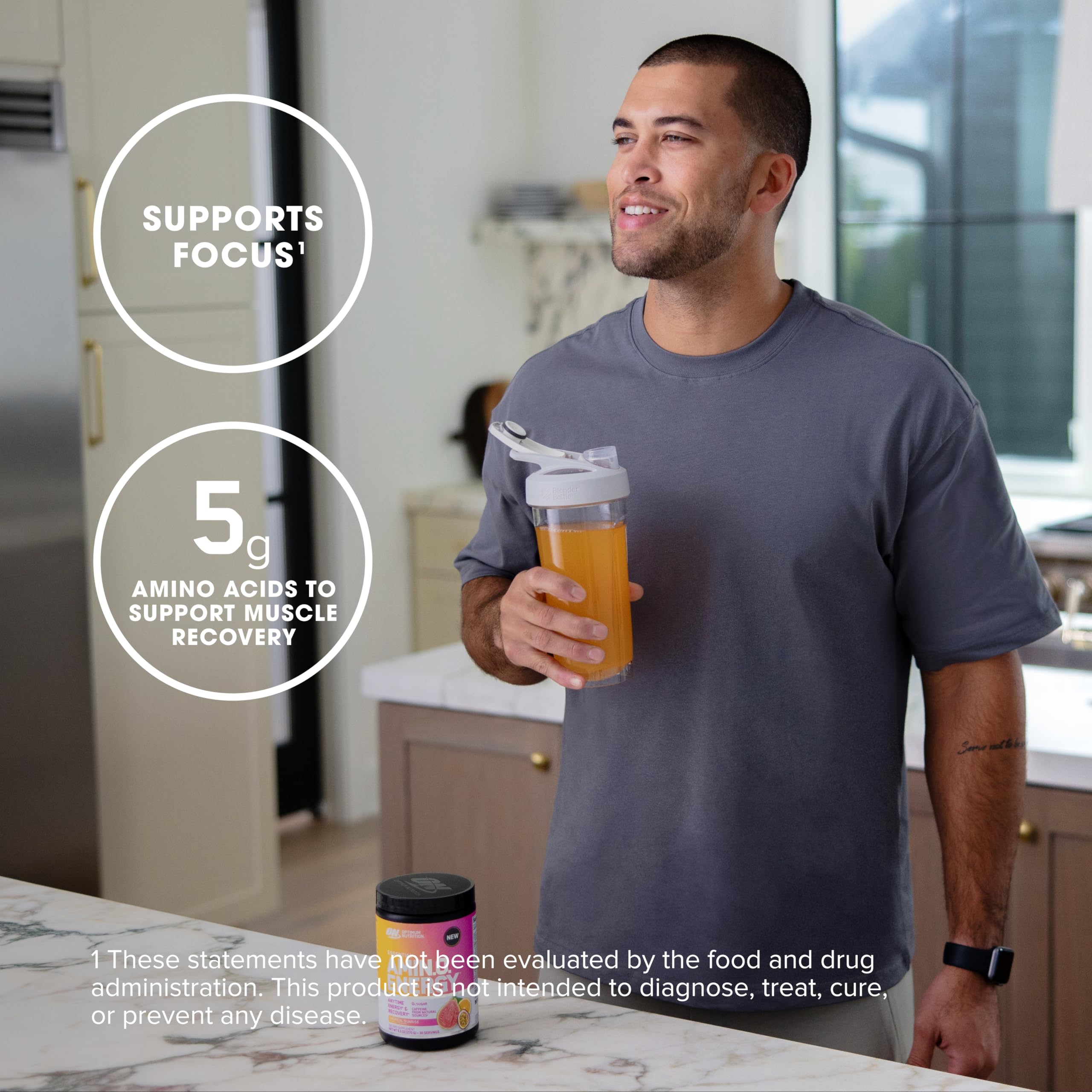 Optimum Nutrition Amino Energy promotes mental focus during workouts and daily tasks.