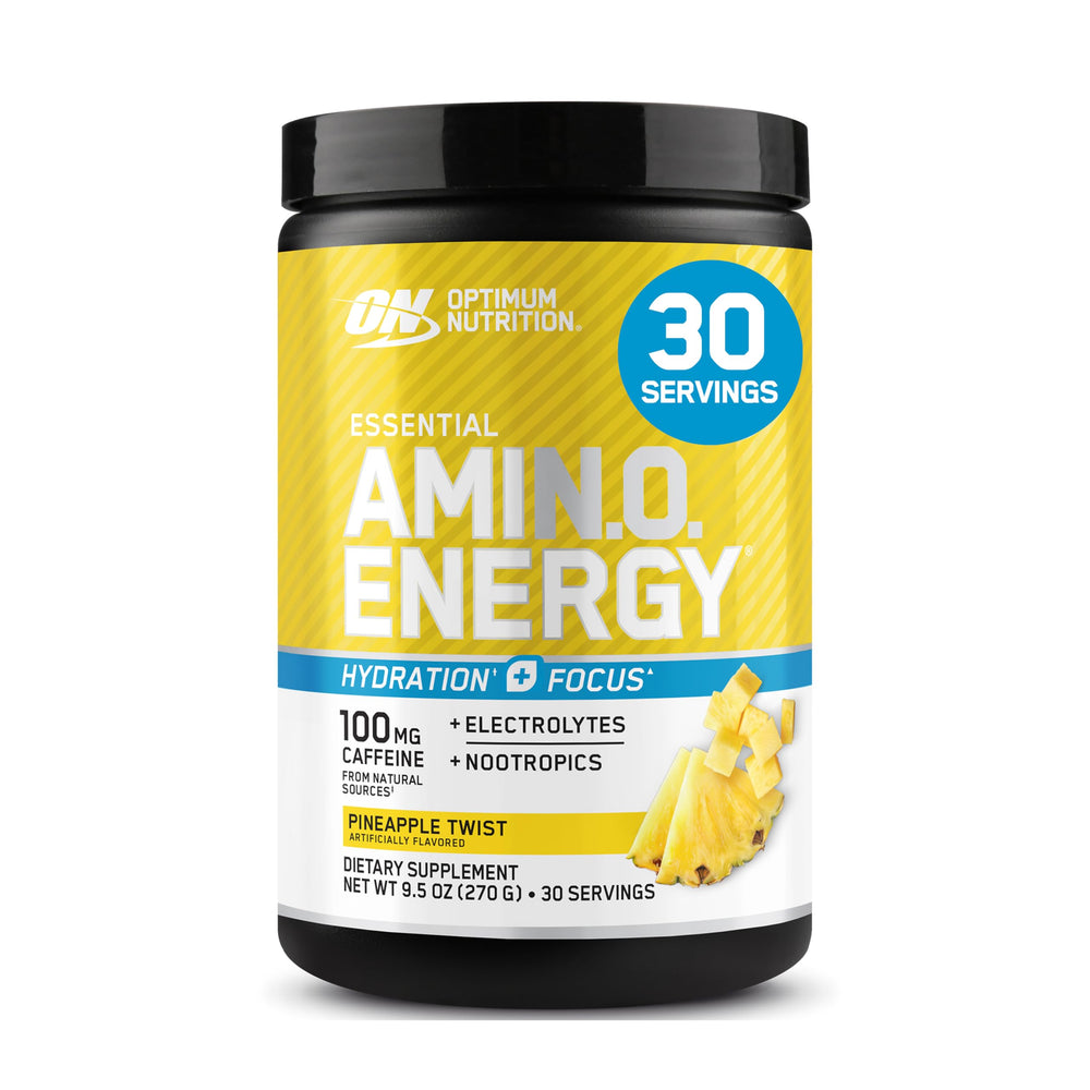 Optimum Nutrition Amino Energy Pineapple Twist bottle ready to mix for energy support.