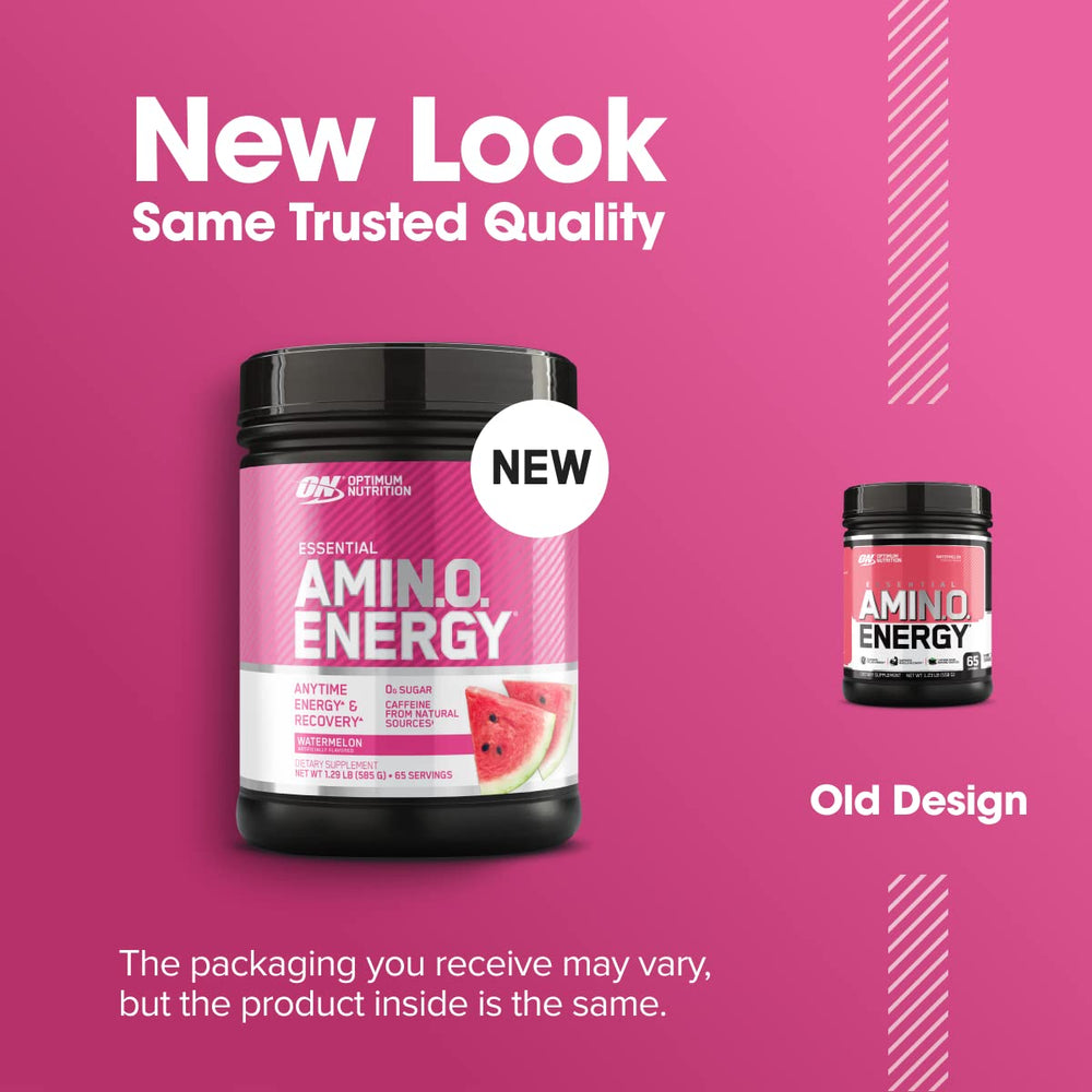 Optimum Nutrition Amino Energy pour into water to create a watermelon-flavored drink