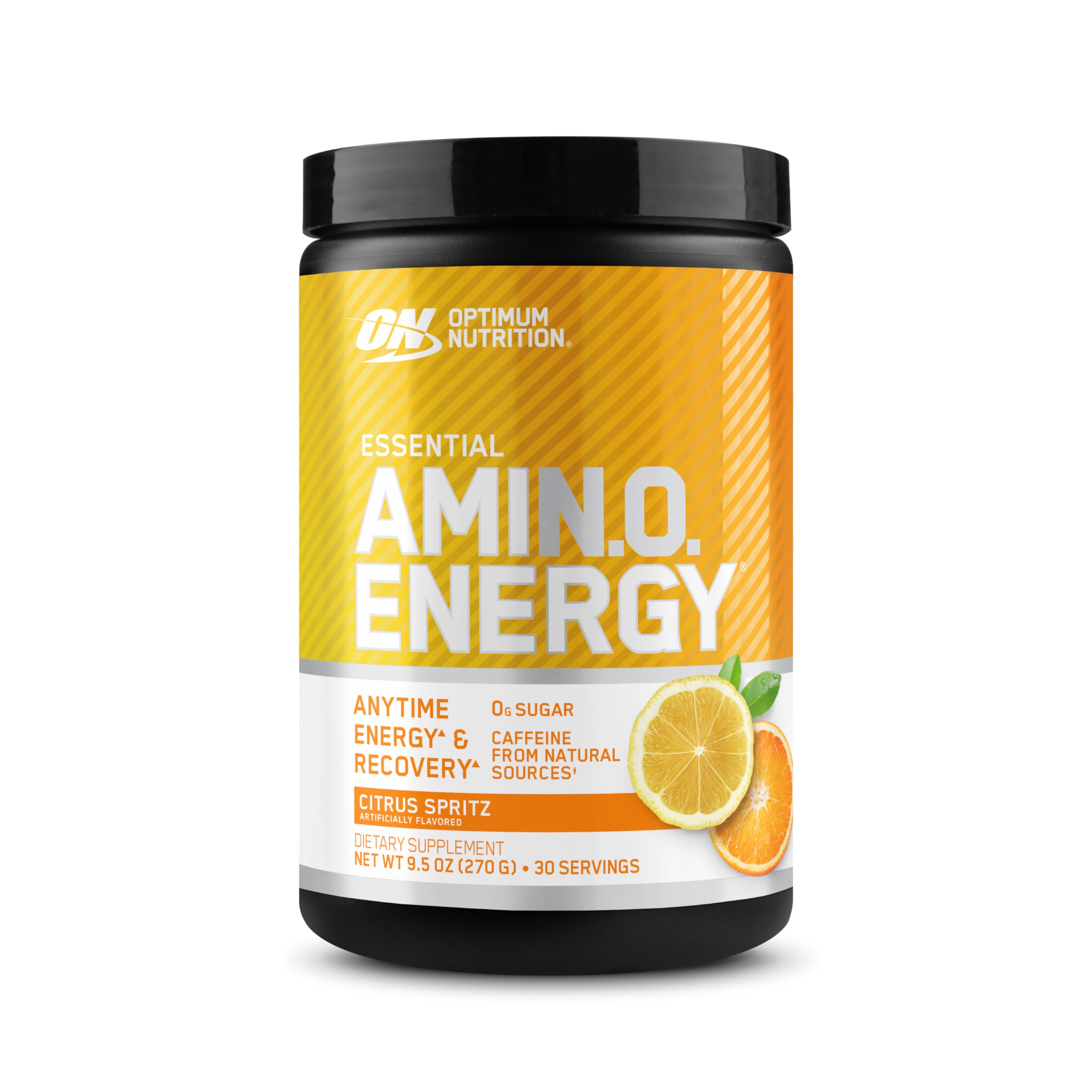Optimum Nutrition Amino Energy Citrus Spritz tub front view for pre-workout energy