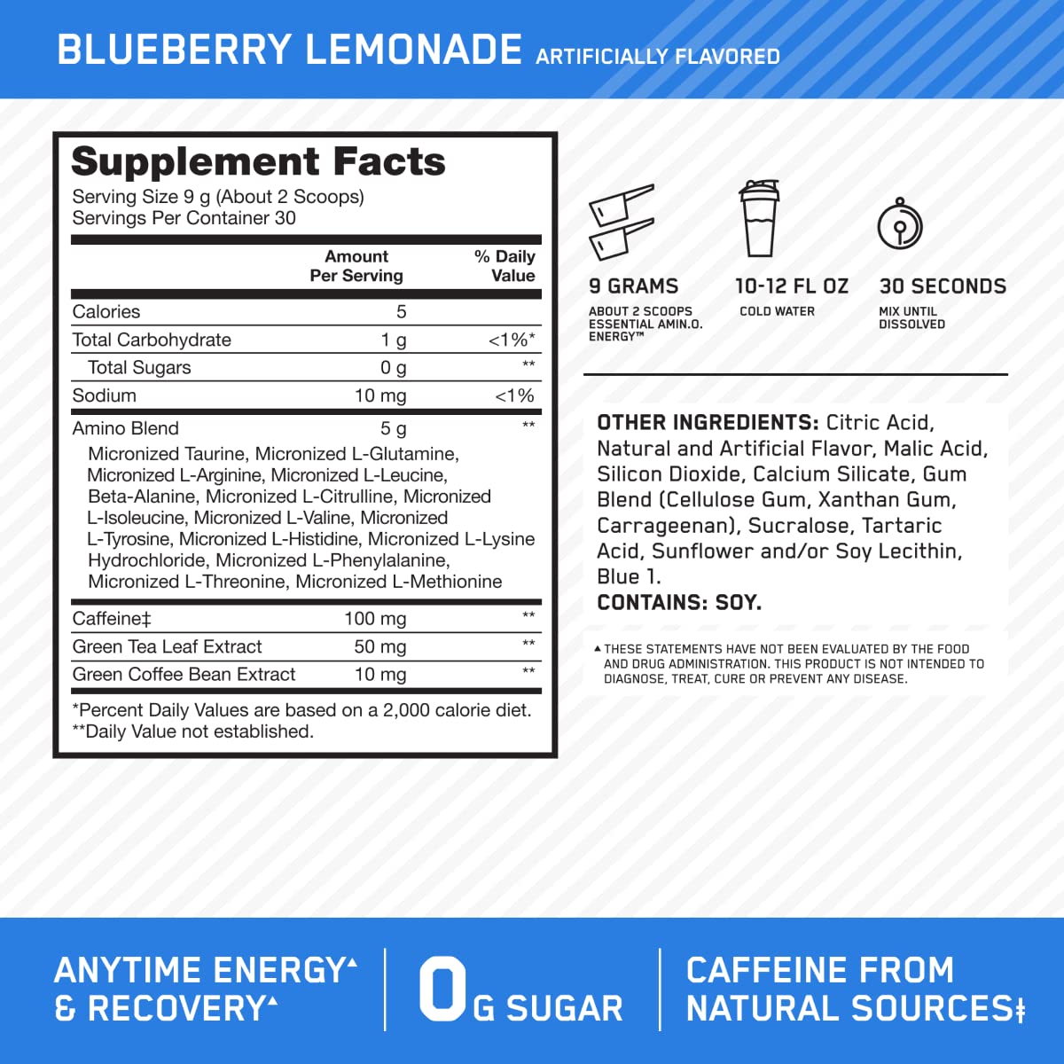 Measuring scoop for Optimum Nutrition Amino Energy; precise serving for customizable energy