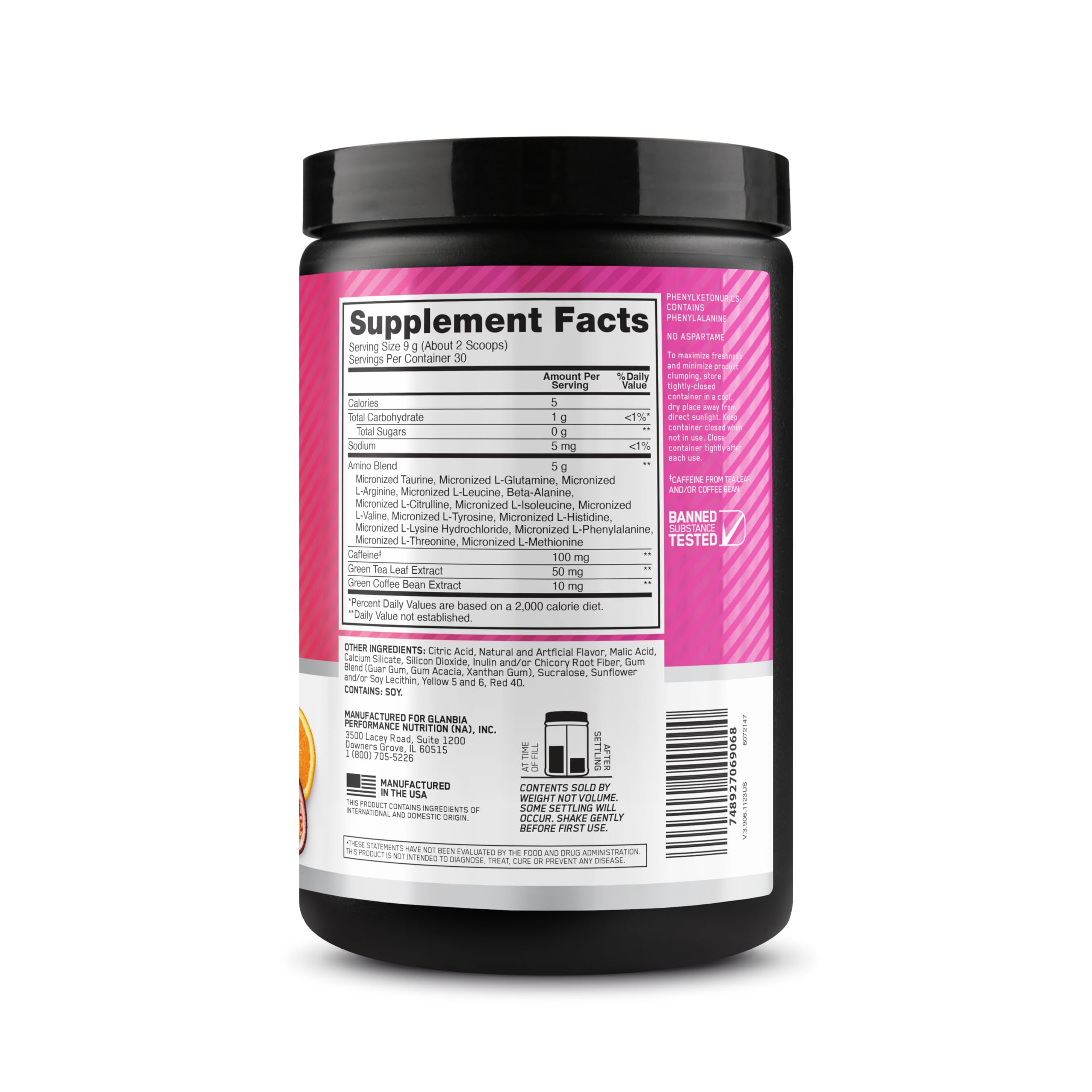 Optimum Nutrition Amino Energy green-tea caffeine blend supports alertness while sipping.