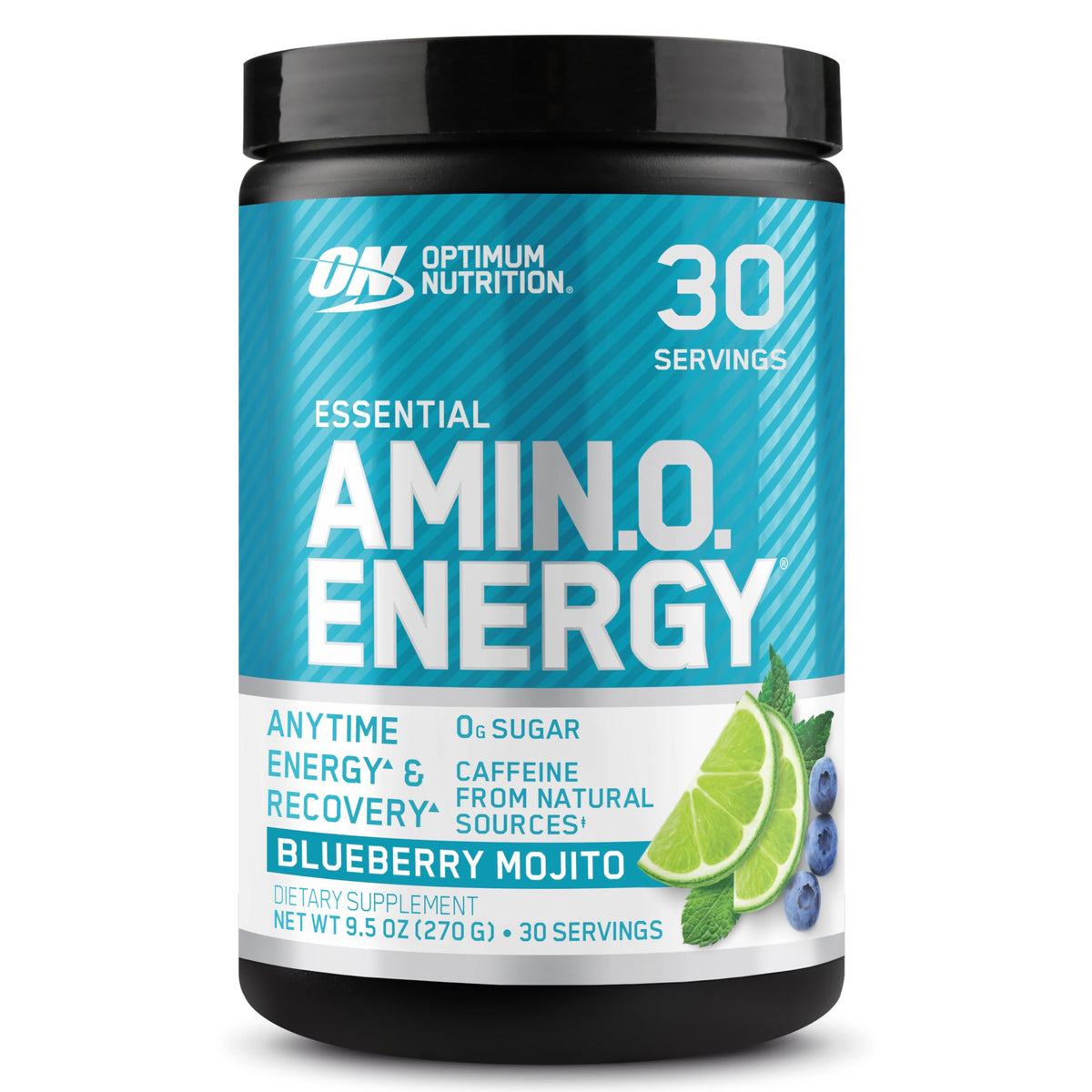 Optimum Nutrition Amino Energy tub front; boosts energy and focus.
