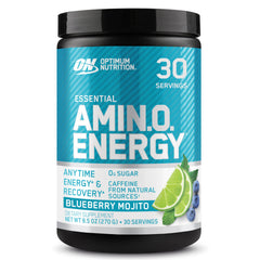 Optimum Nutrition Amino Energy tub front; boosts energy and focus.