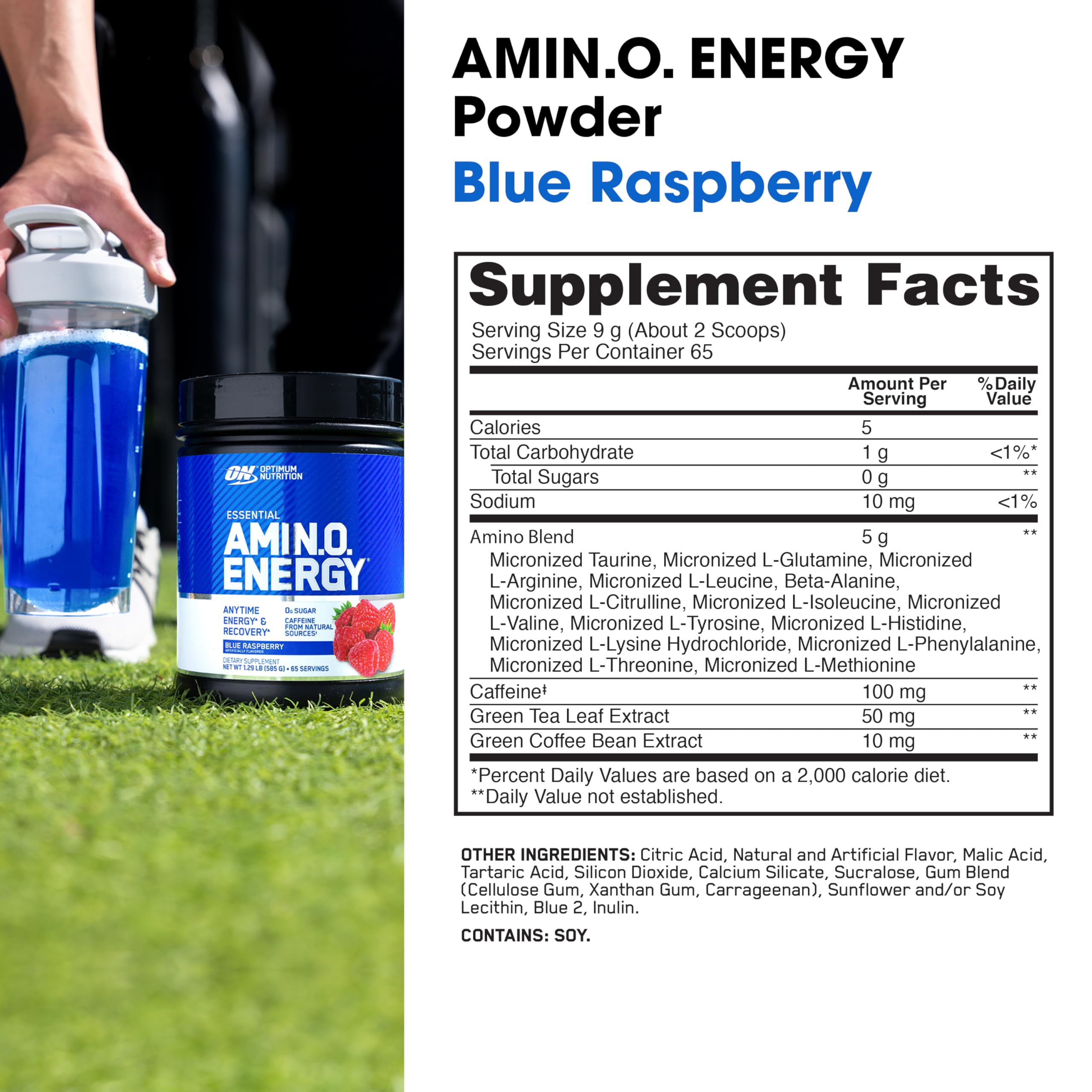 Two-scoop serving of Amino Energy shown for daytime focus and energy