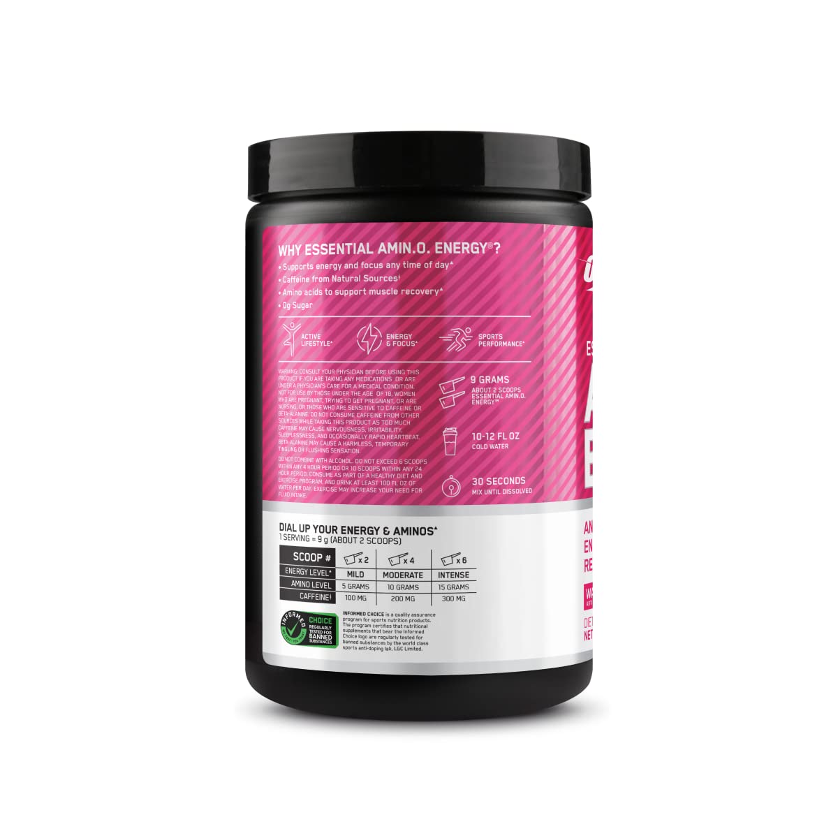 Optimum Nutrition Amino Energy Watermelon serving ready in shaker for on-the-go energy