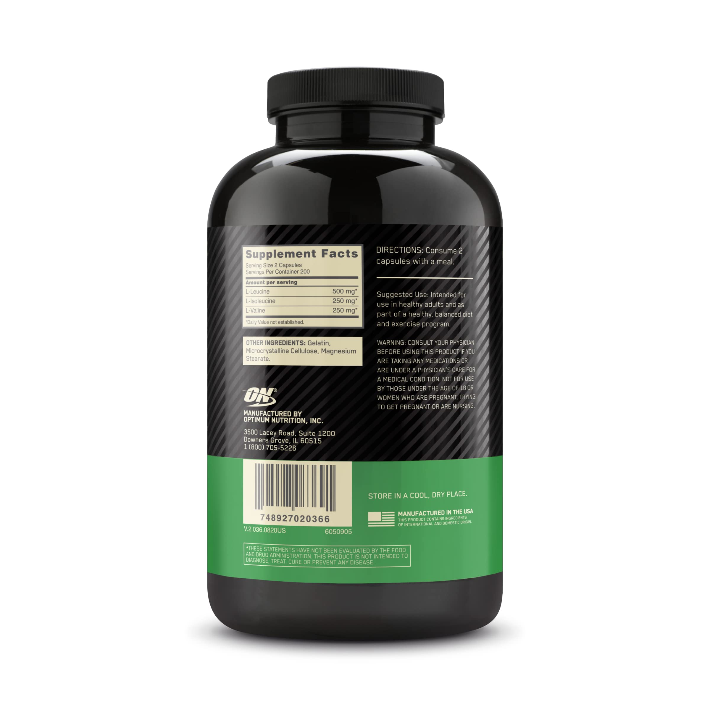 Optimum Nutrition BCAA 1000 capsules packaging display for on-the-go nutrition.
