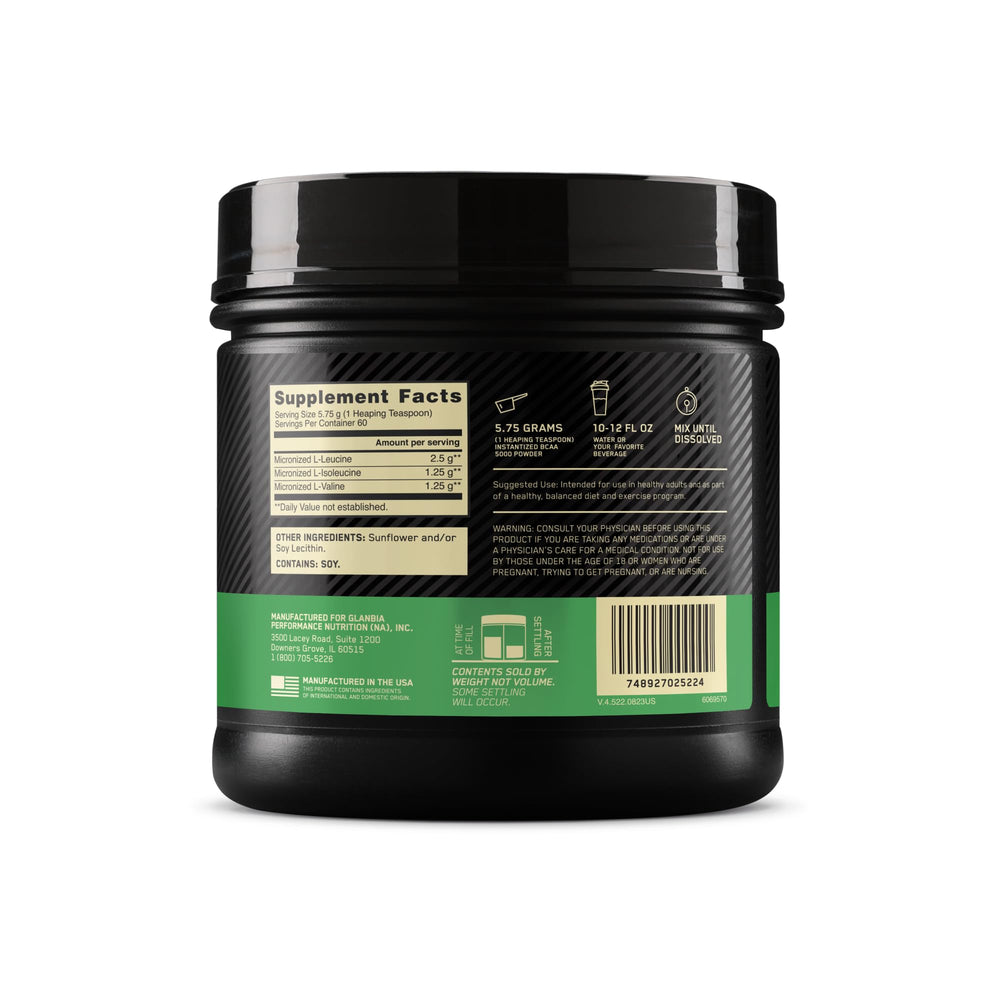 Optimum Nutrition BCAA powder dissolves quickly in water after workout