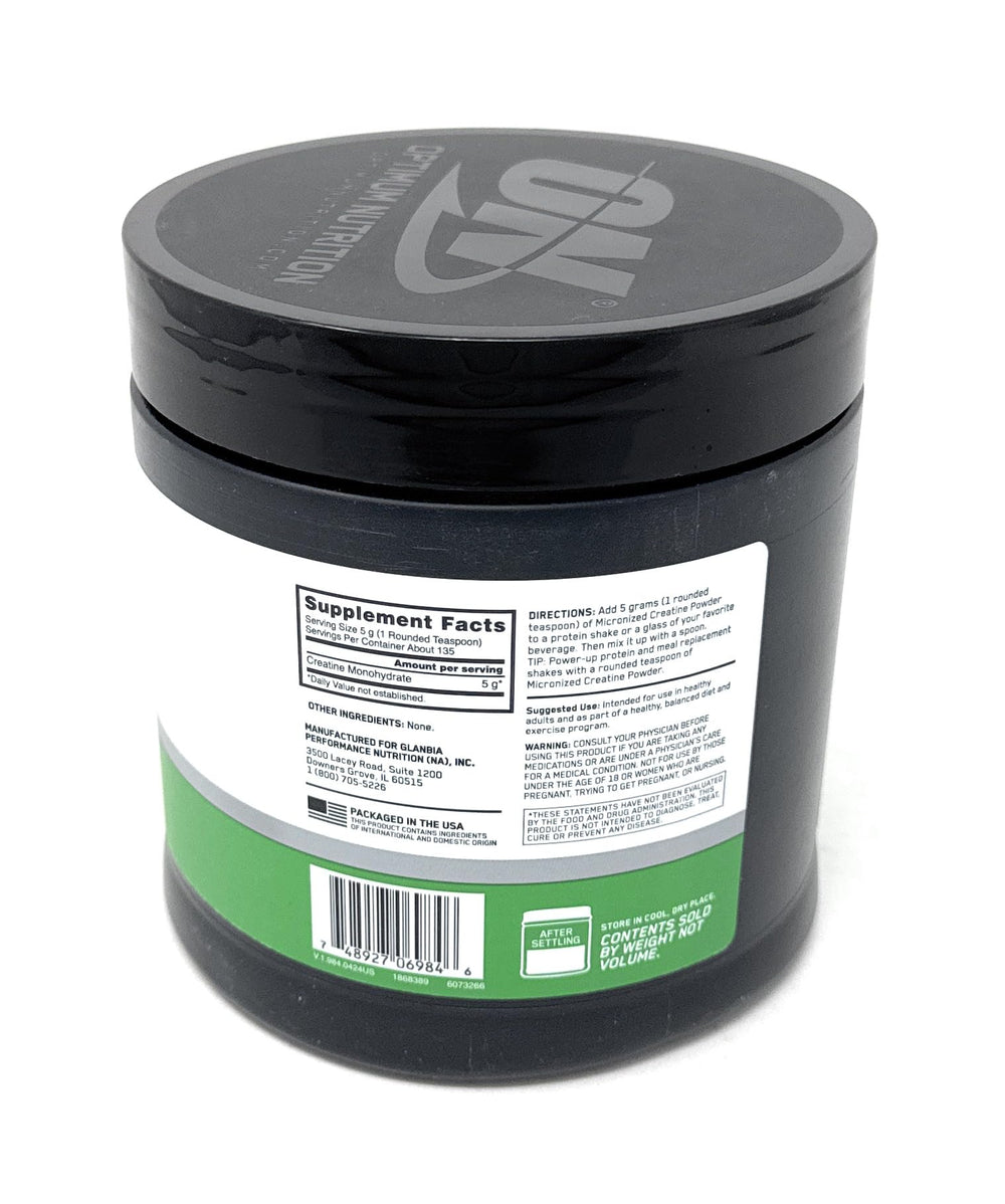 Optimum Nutrition Creatine powder scoop close-up for precise serving size
