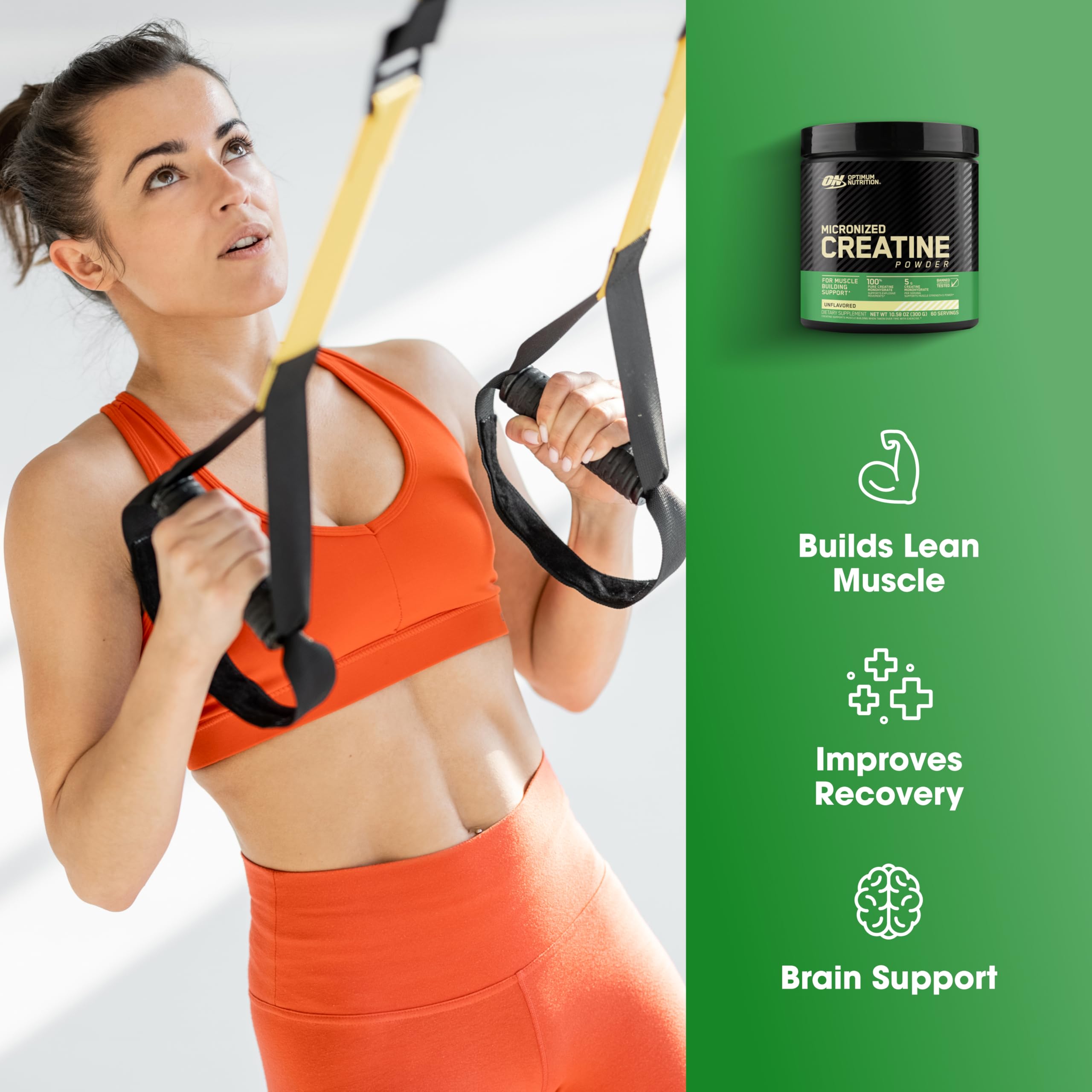 Teaspoon measures 5 g per serving for precise supplementation with Optimum Nutrition.