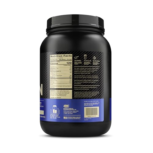 25-serving tub of Optimum Nutrition Gold Standard casein