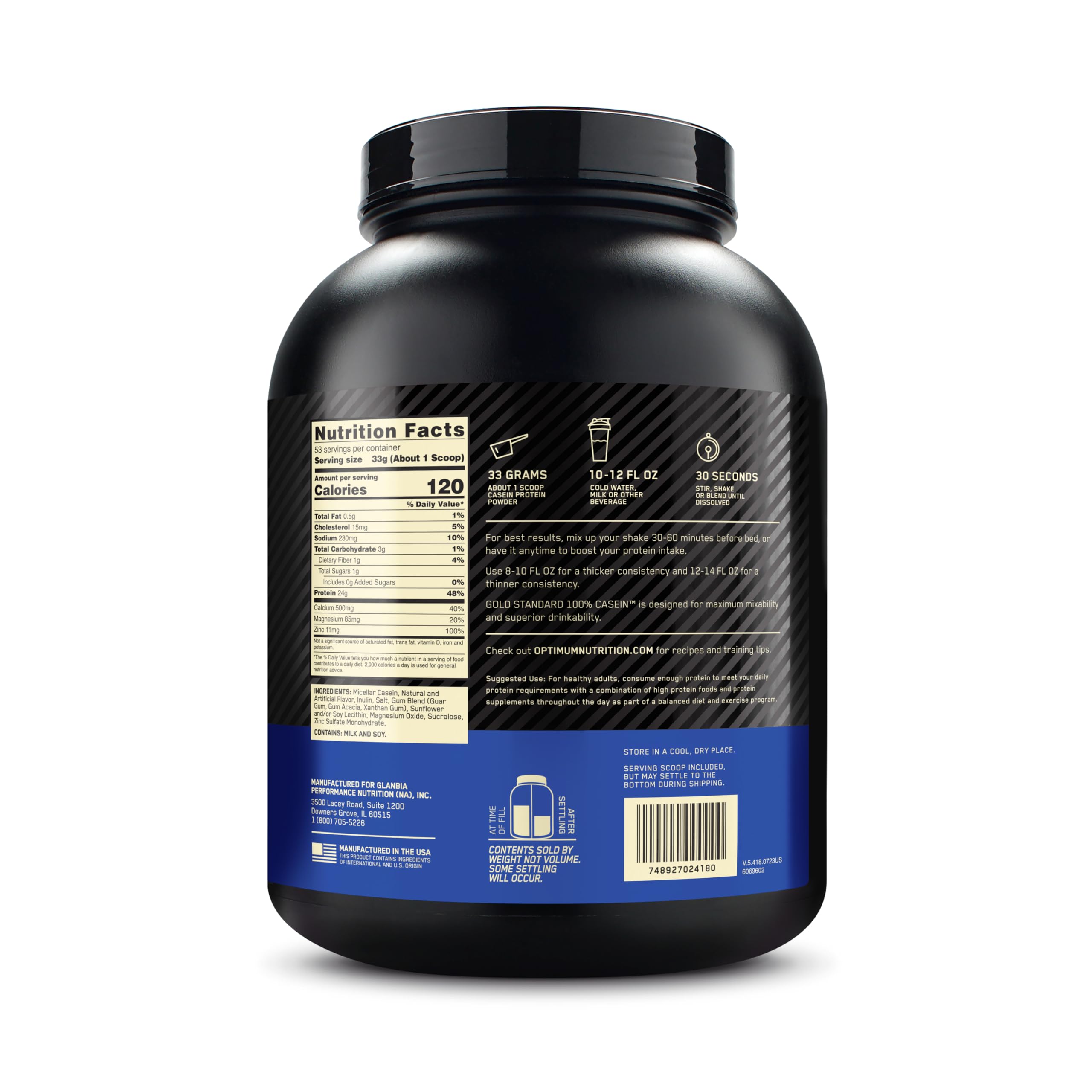 Nighttime vanilla shake with micellar casein for overnight nourishment