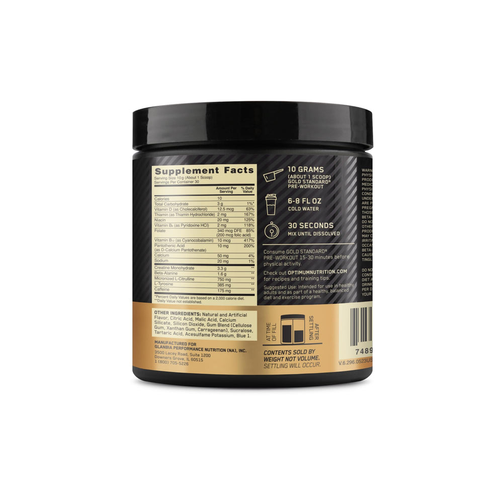 Optimum Nutrition Keto-friendly pre-workout packaging for keto routines