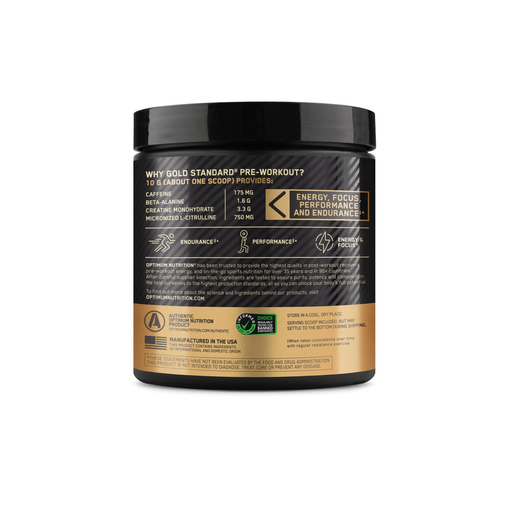 Optimum Nutrition serving tab indicates easy dosing before training