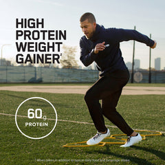 Optimum Nutrition Pro Gainer shake in glass demonstrates creamy texture and 650 calories.