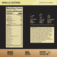 Vanilla Custard Pro Gainer shake in glass, creamy texture supports energy after training
